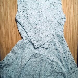 Forever 21 Light Blue Lace Long-Sleeve Fit & Flare Dress